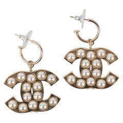 Chanel Champagne Metal CC Earrings, 2004