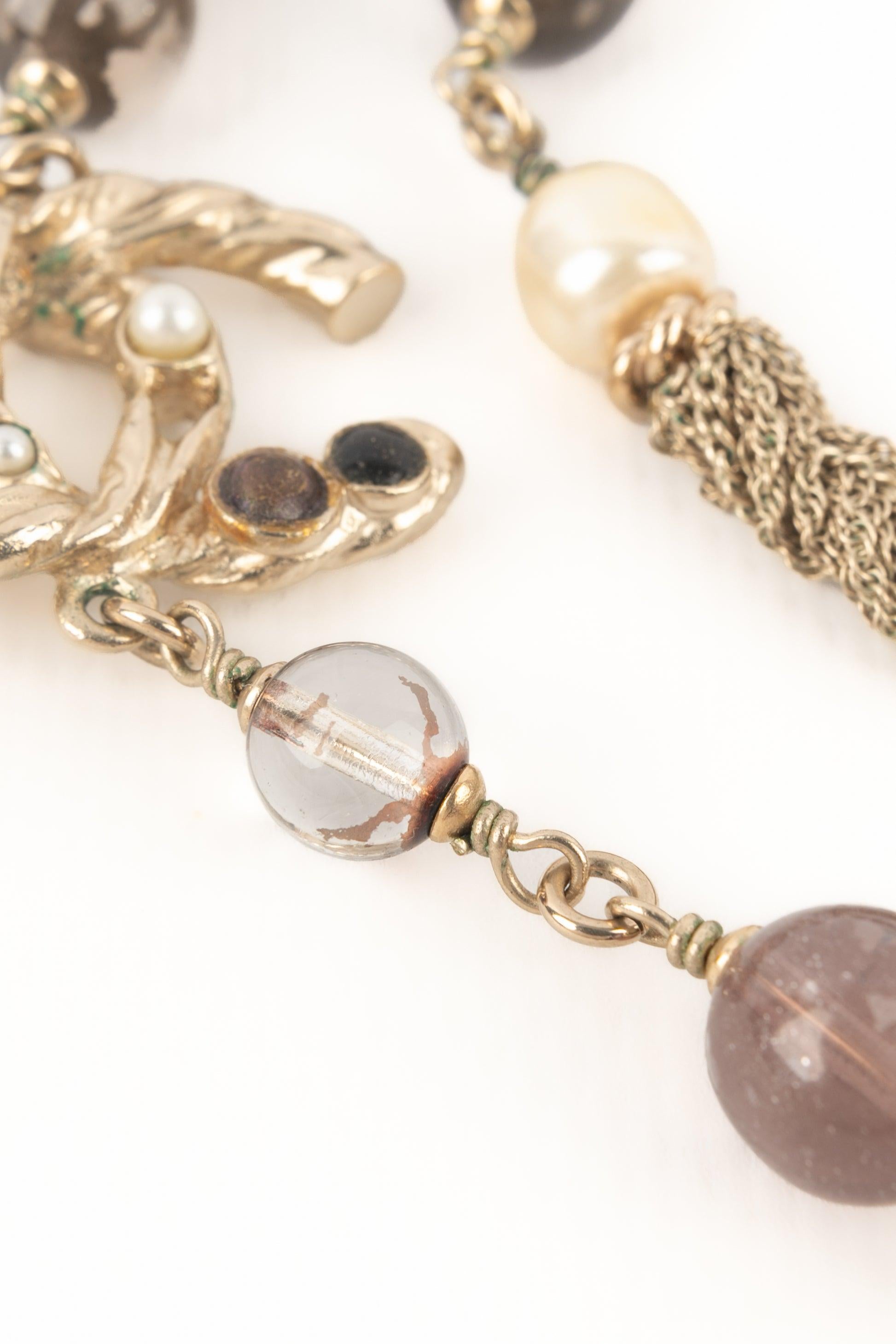 Women's Chanel Champagne Metal Head Jewelry