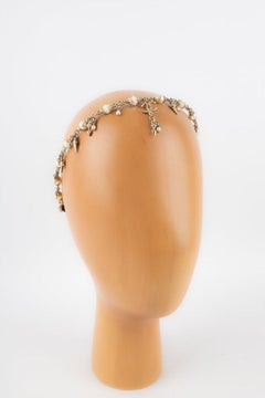 Chanel Champagne Metal Head Jewelry with Costume Pearls, 2012