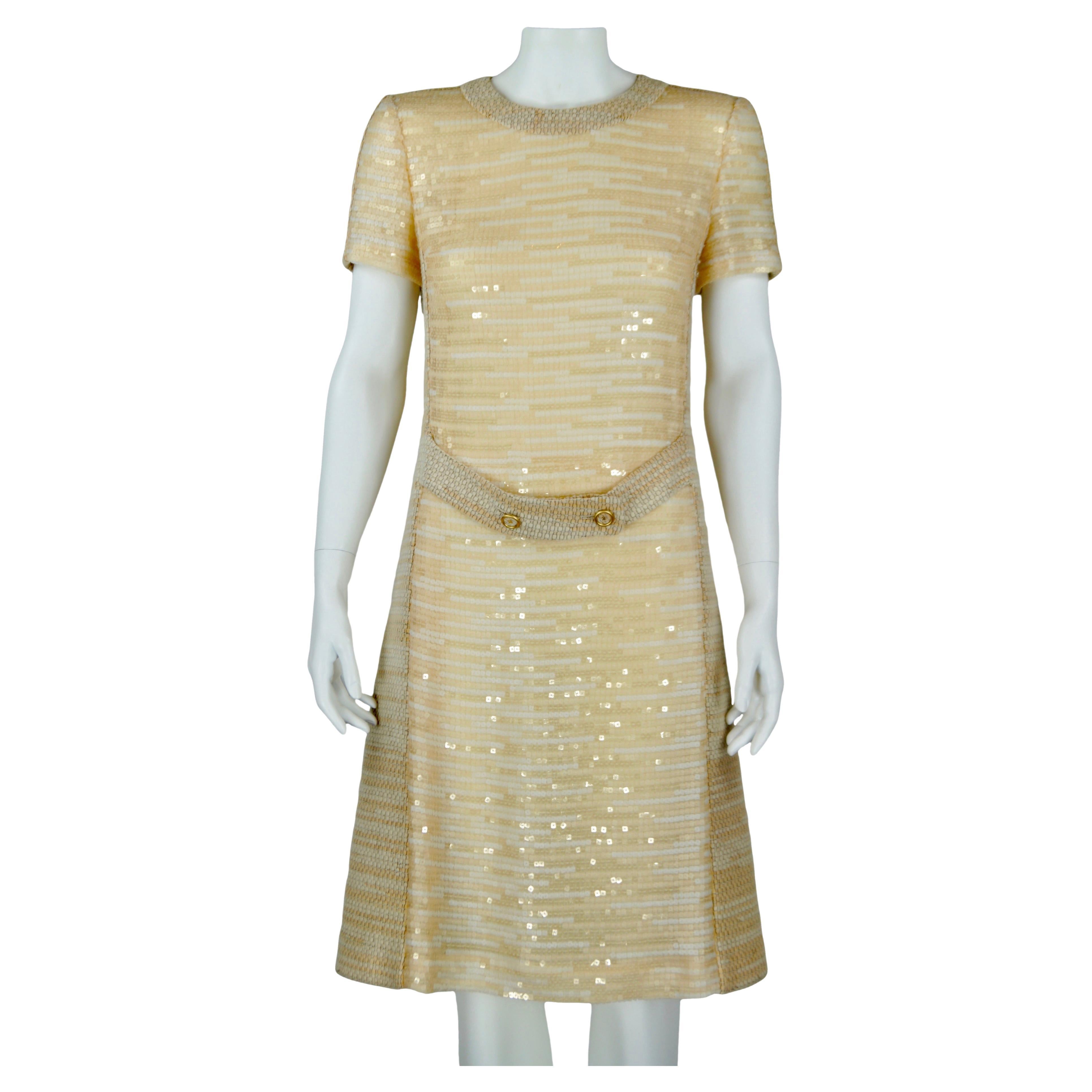 Chanel champagne sequins dress F/W 2001  FR 40 For Sale