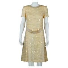 Chanel Sequin Dress - 46 For Sale on 1stDibs  black sequins mini dress, chanel  sequin mini dress, chanel beige dress