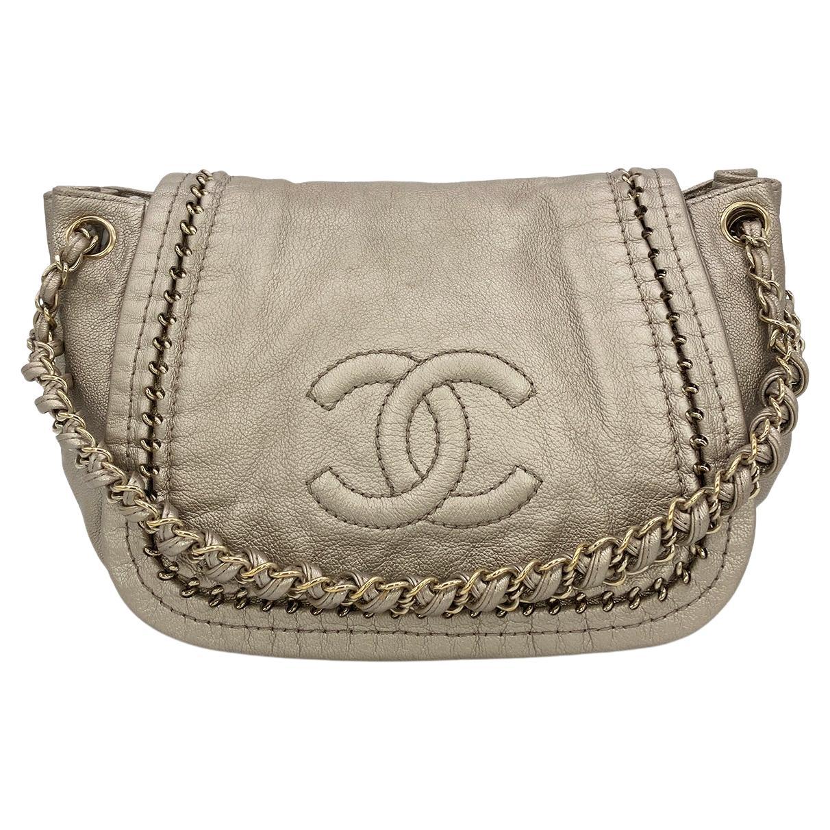 Chanel Champagne Timeless Accordion Flap Bag For Sale