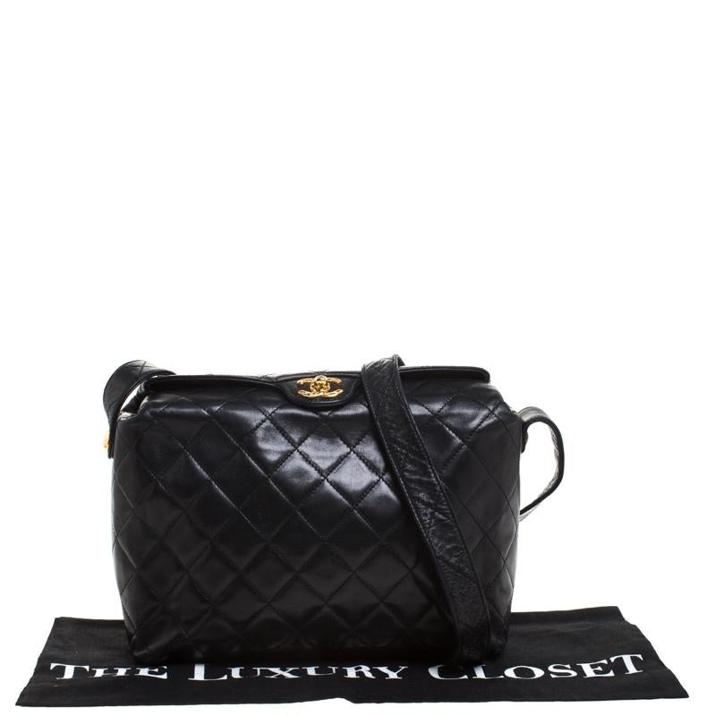Chanel Black Quilted Leather Vintage Shoulder Bag 8