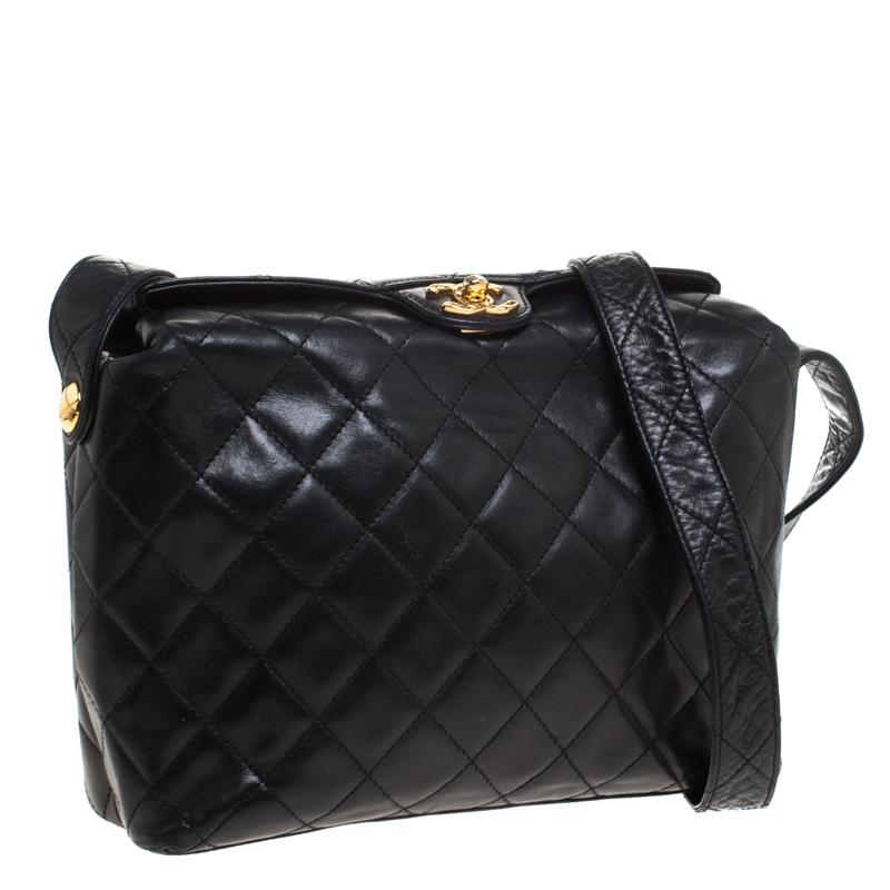 Women's Chanel Black Quilted Leather Vintage Shoulder Bag