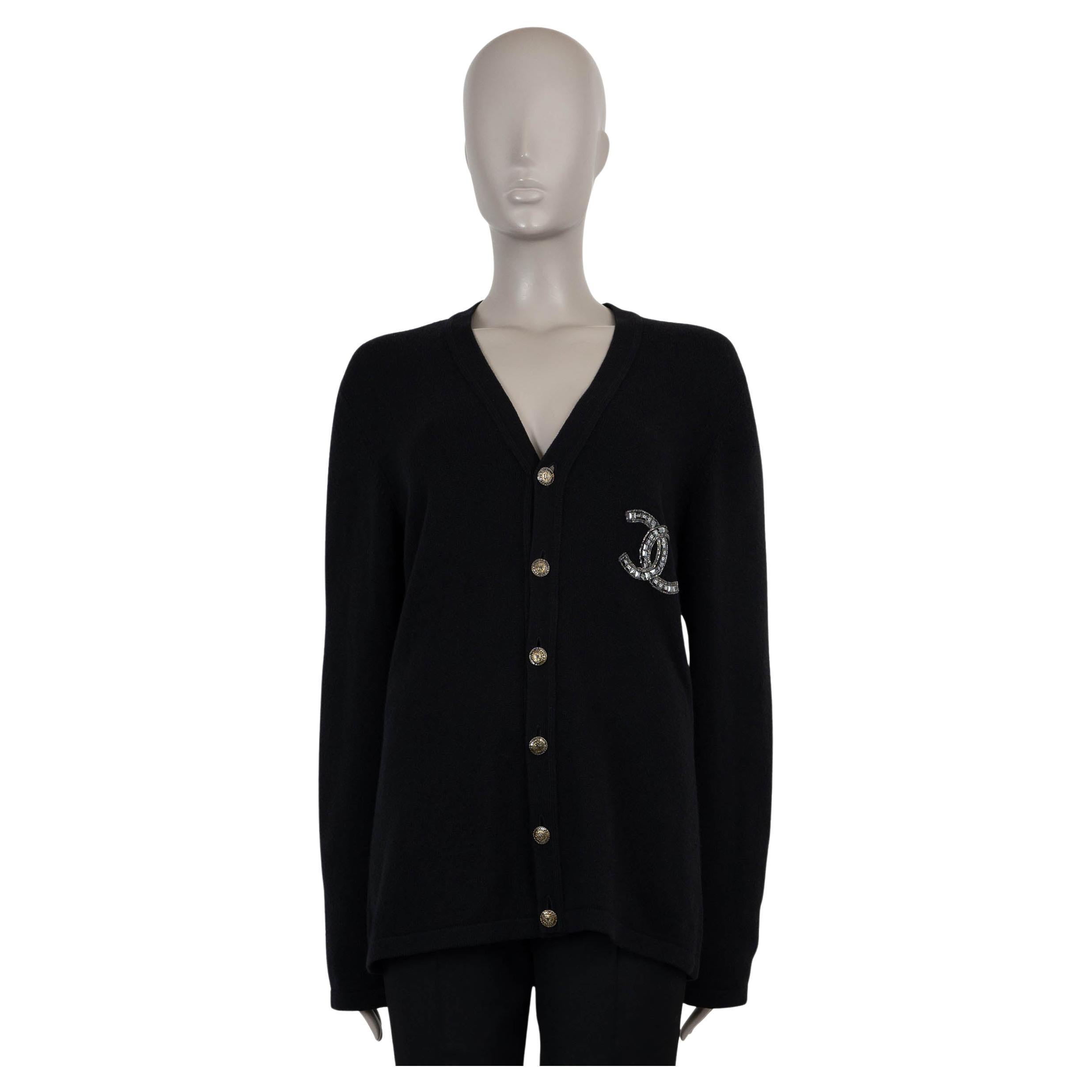 CHANEL chanel cashmere 05A BEADED CC Cardigan Sweater 54 XXL For Sale