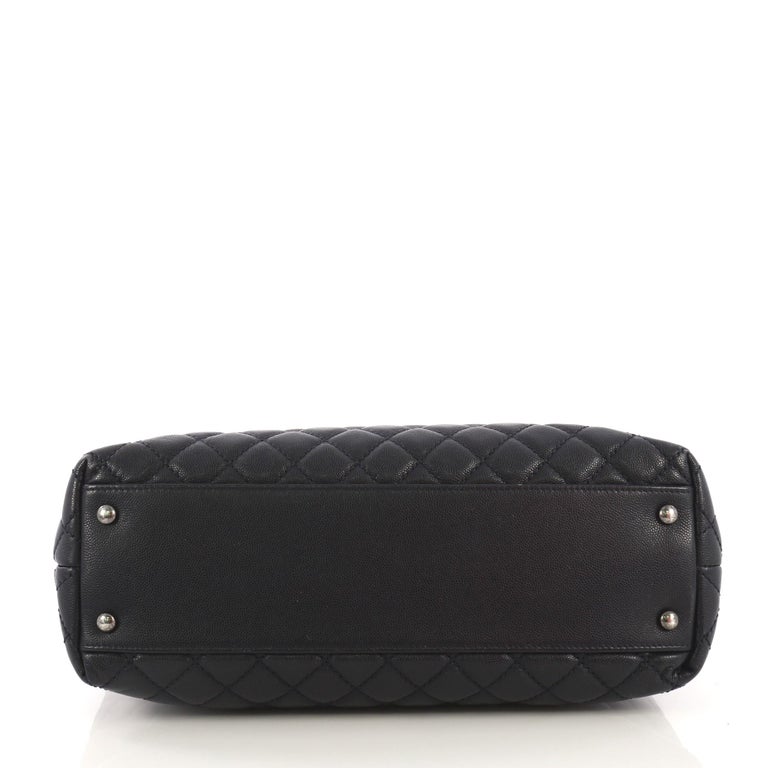 Chanel Chanel Coco Top Handle Bag Quilted Caviar Large at 1stDibs