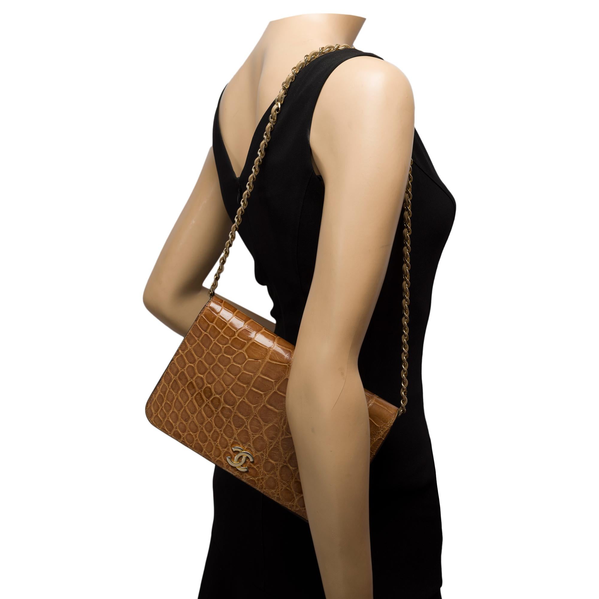 Chanel Chanel Full Flap shoulder bag in beige Alligator, GCHW 8