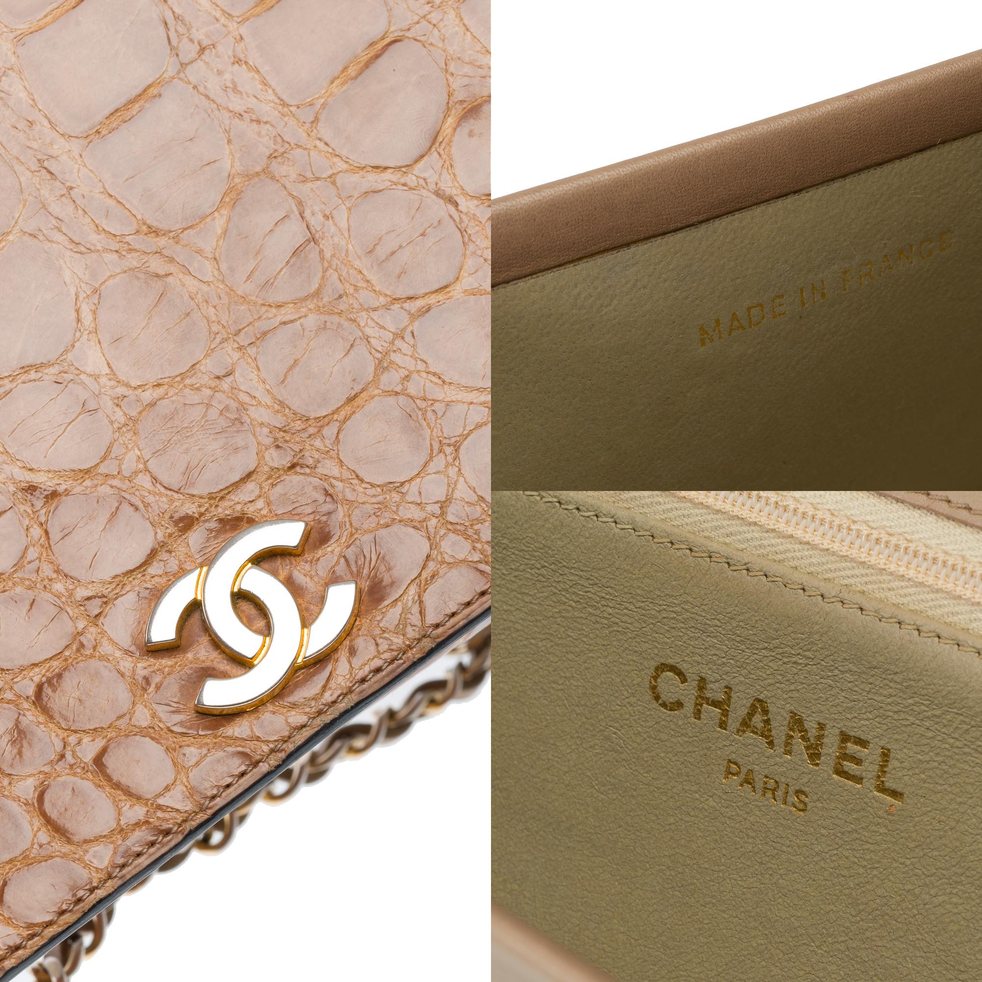 Chanel Chanel Full Flap shoulder bag in beige Alligator, GCHW 3