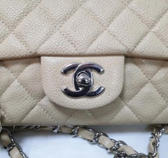 Chanel Chanel Mini Beige Caviar Rectangular Classic Flap Bag