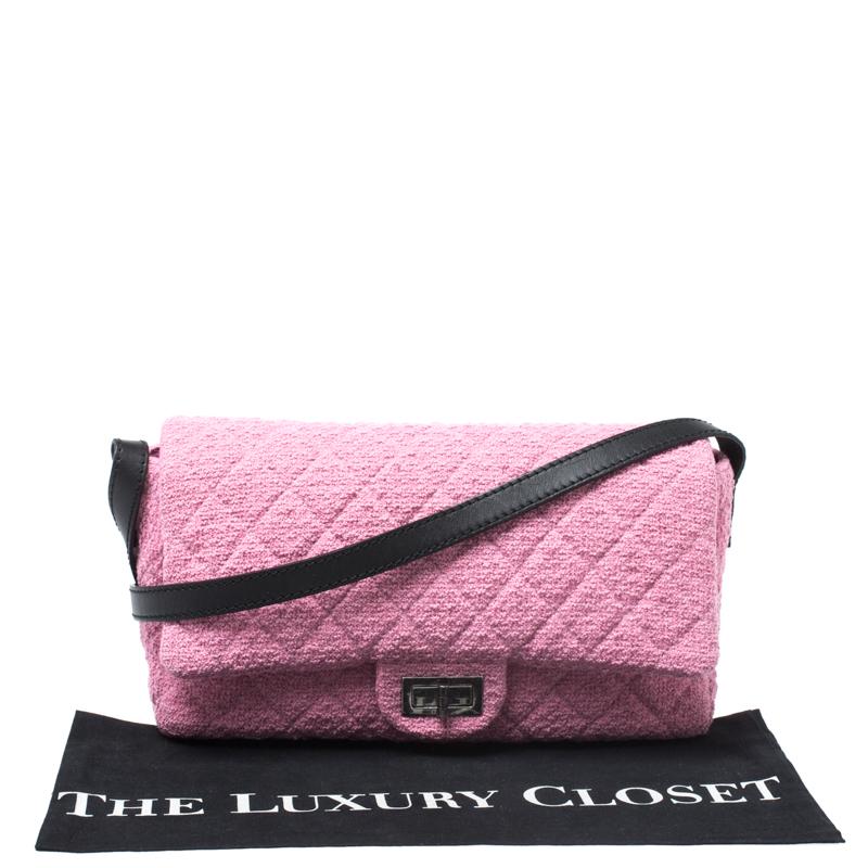 Chanel Pink/Black Quilted Tweed and Leather 2.55 Reissue Flap Bag 7
