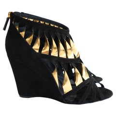Chanel, Chanel Resort 2010 Black & Gold Twisted Wedges