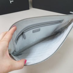 Chanel Chanel Silver Caviar Leather Clutch Bag