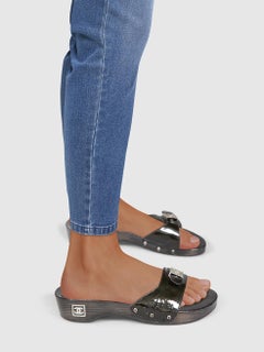 Chanel Chanel Sport Vintage Black Patent Wooden Slides Size IT 42