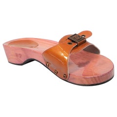 Chanel Chanel Sport Vintage Pink Patent Wooden Slides Size IT 42
