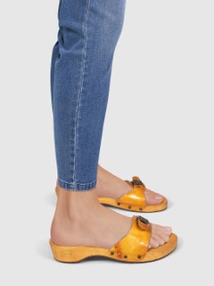 Chanel Chanel Sport Vintage Yellow Patent Wooden Slides Size IT 42