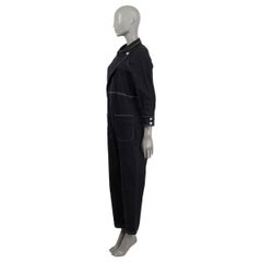 CHANEL charcoal gray cotton 2017 17K SPEKLED DENIM Jumpsuit 38 S