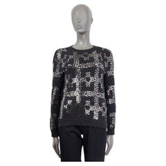 CHANEL charcoal grey cashmere 2017 MIRRORED Sweater 36 XS