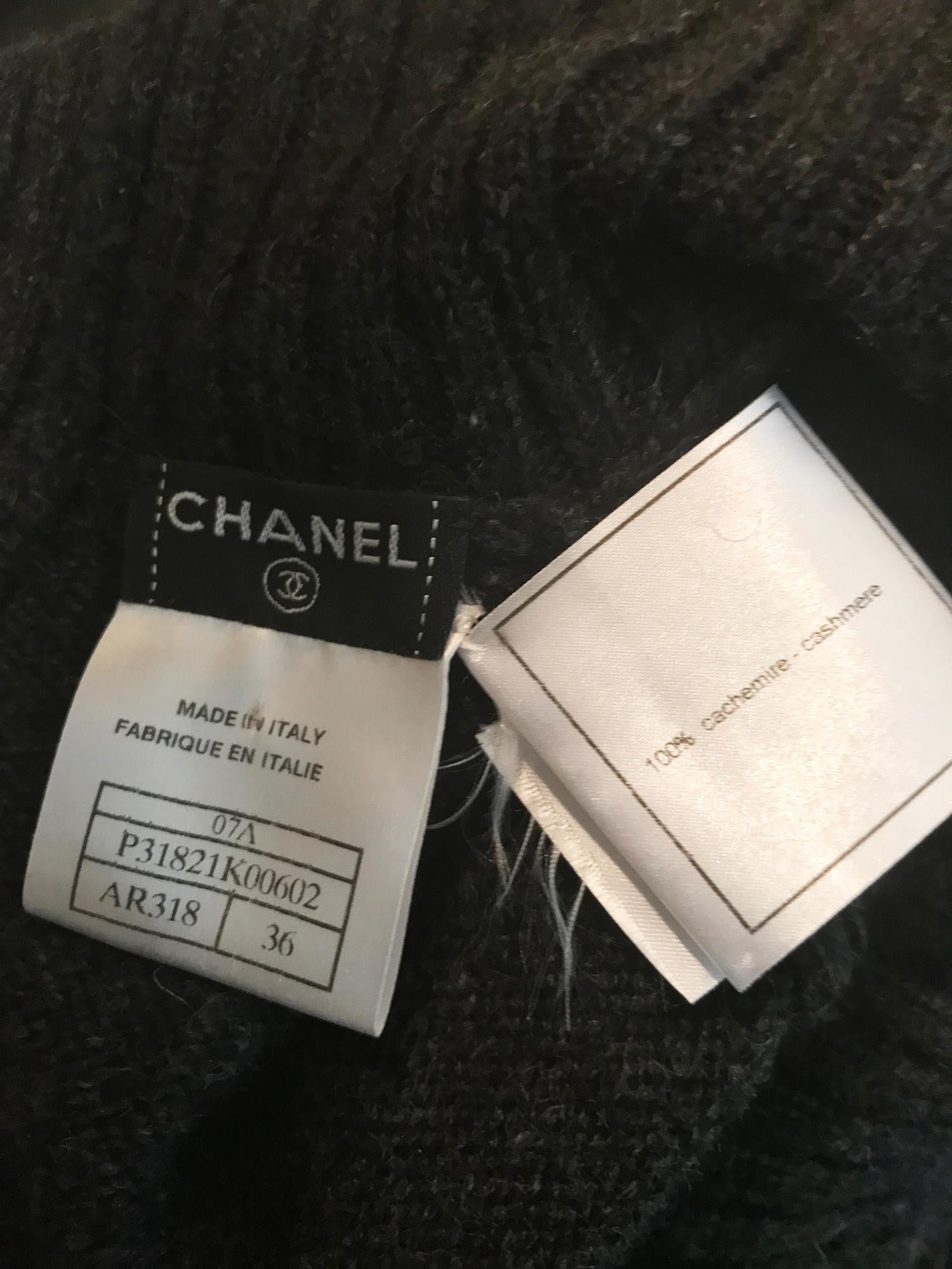Chanel Charcoal Grey Cashmere Cage Sleeve Dress 2007a 7