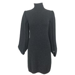 Chanel Charcoal Grey Cashmere Cage Sleeve Dress 2007a