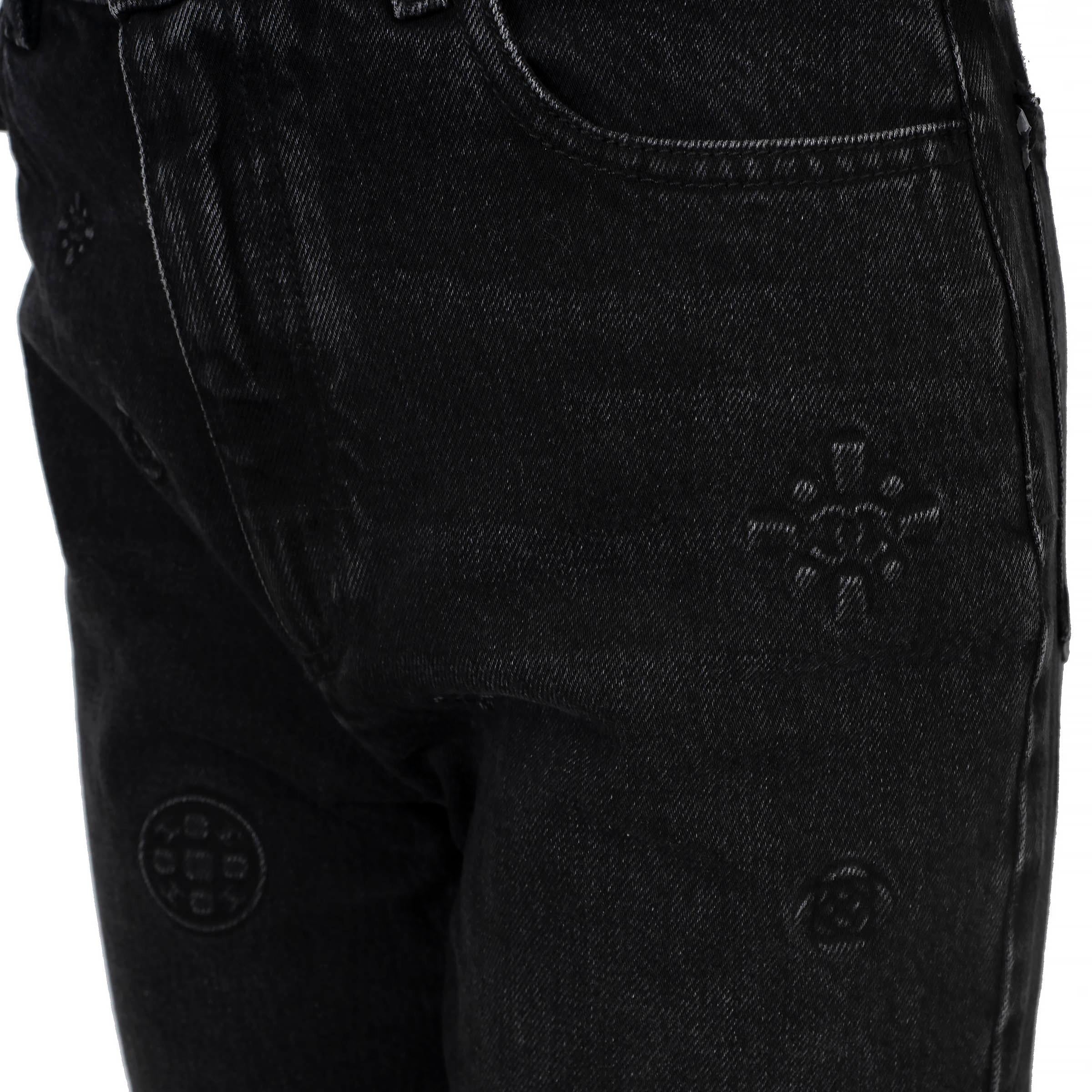 Women's CHANEL charcoal grey cotton denim 2021 21P LOGO TAPERED JEANS Pants 38 S