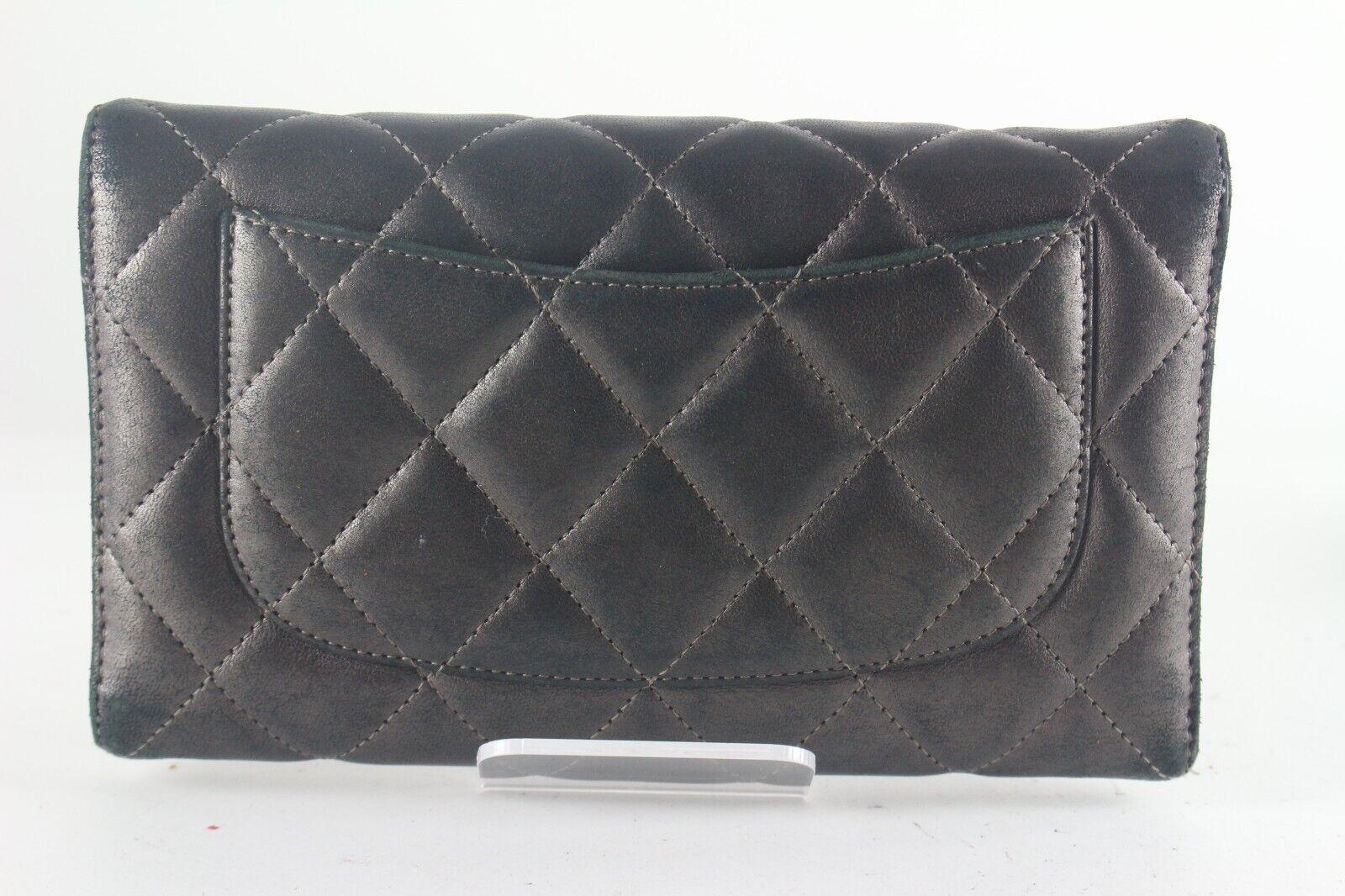 CHANEL Charcoal Grey Leathe Classic Flap Wallet 2CCS725K For Sale 6