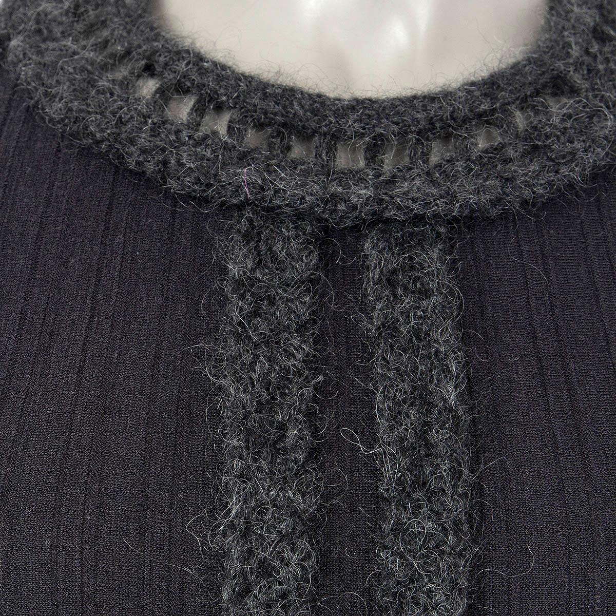 CHANEL charcoal grey wool 2010 CROCHET TRIM KNIT Dress 38 S 2