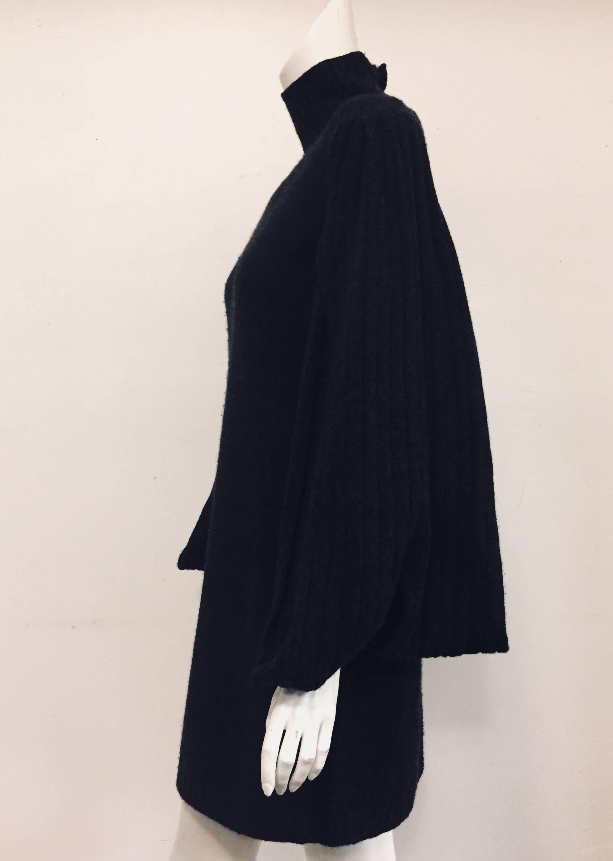 Chanel Charcoal Long Open Sleeve Knit Cashmere Sweater Dress In Excellent Condition In Palm Beach, FL