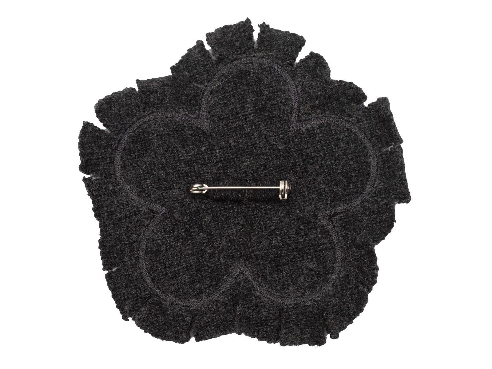 Chanel Charcoal & Multicolor Camellia Logo Brooch 1