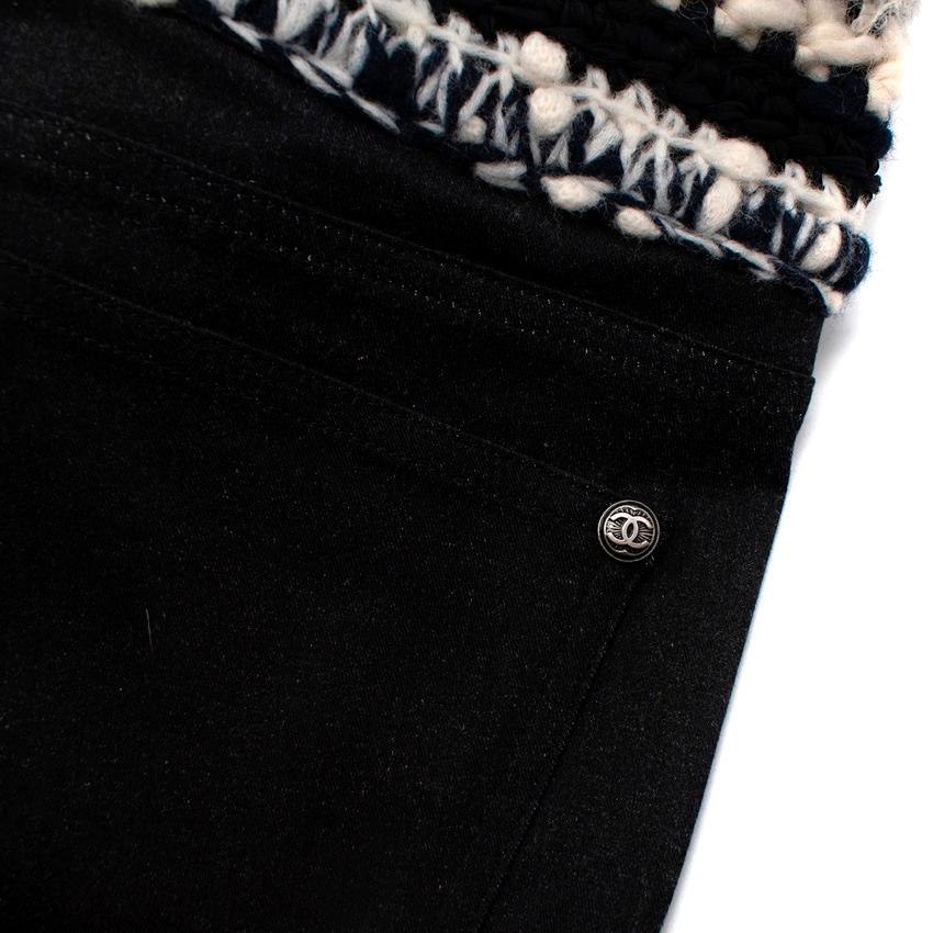 Chanel Charcoal Stretch Denim Legging with Knitted Waistband In Excellent Condition For Sale In London, GB