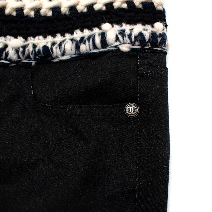 Chanel Charcoal Stretch Denim Legging with Knitted Waistband For Sale 1
