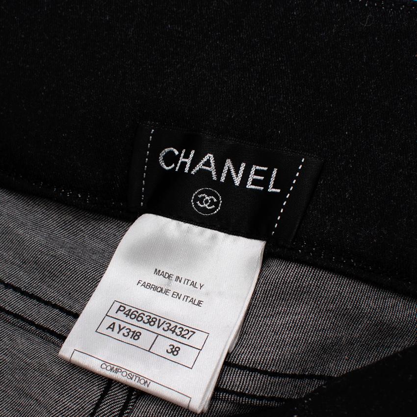 Chanel Charcoal Stretch Denim Legging with Knitted Waistband For Sale 2