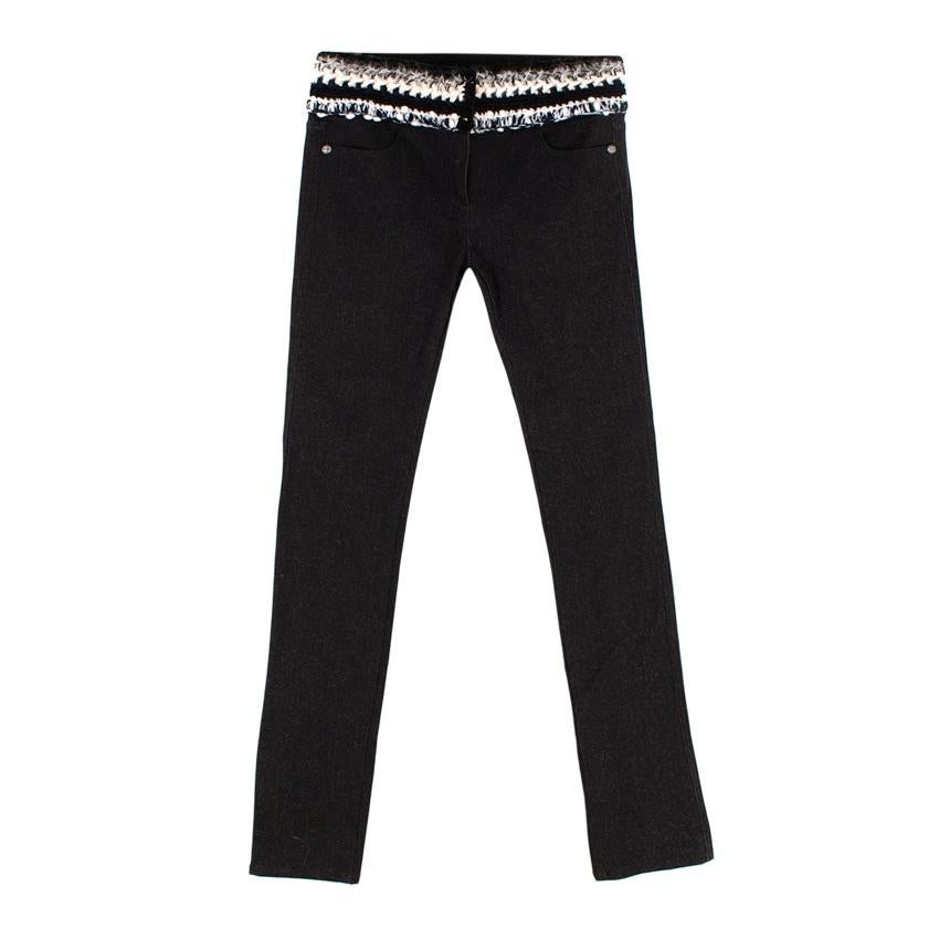 Chanel Charcoal Stretch Denim Legging with Knitted Waistband For Sale