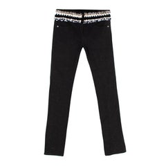 Chanel Charcoal Stretch Denim Legging with Knitted Waistband