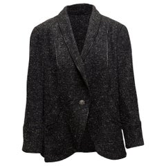 Chanel Charcoal Tweed Single-Button Blazer