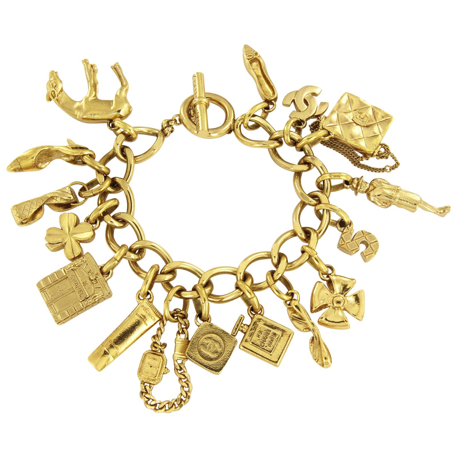 Chanel Charm Bracelet with 16 Iconic Charms at 1stDibs