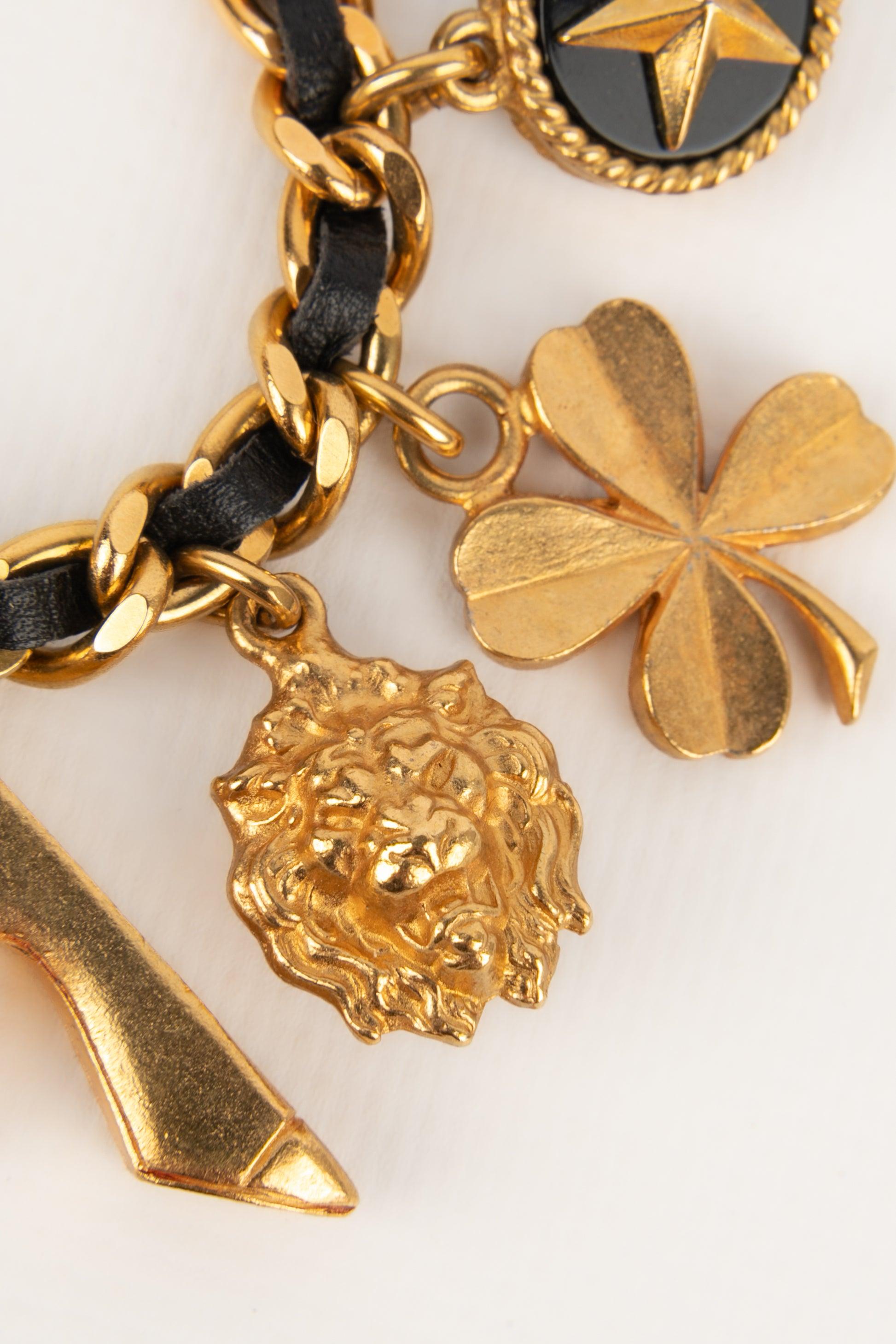 Women's Chanel Charm Bracelet with Leather, 1993 For Sale