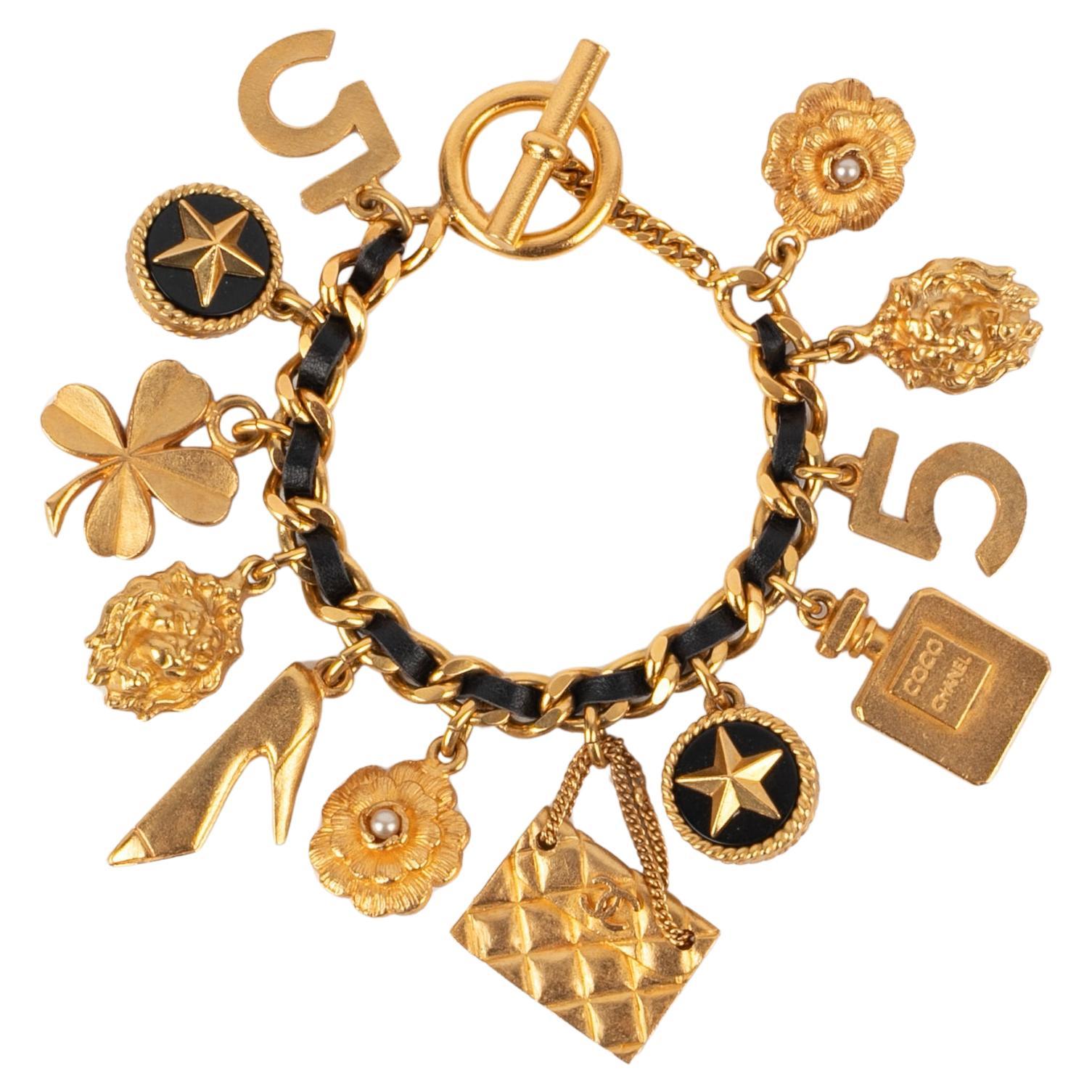 Chanel Charm Bracelet with Leather, 1993 For Sale