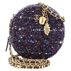 Chanel Charm Round Clutch with Chain Quilted Tweed