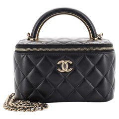 Chanel Charming Handle Vanity Case with Chain Quilted Lambskin Small