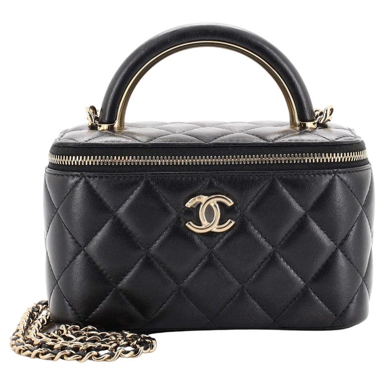 Chanel Charming Handle Vanity Case with Chain Quilted Lambskin Small at  1stDibs