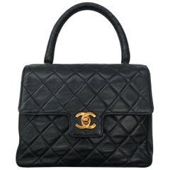 Retro Chanel charming midnight blue quilted leather bag