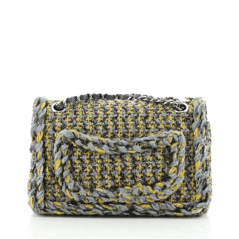 chanel classic double flap bag braided quilted tweed medium