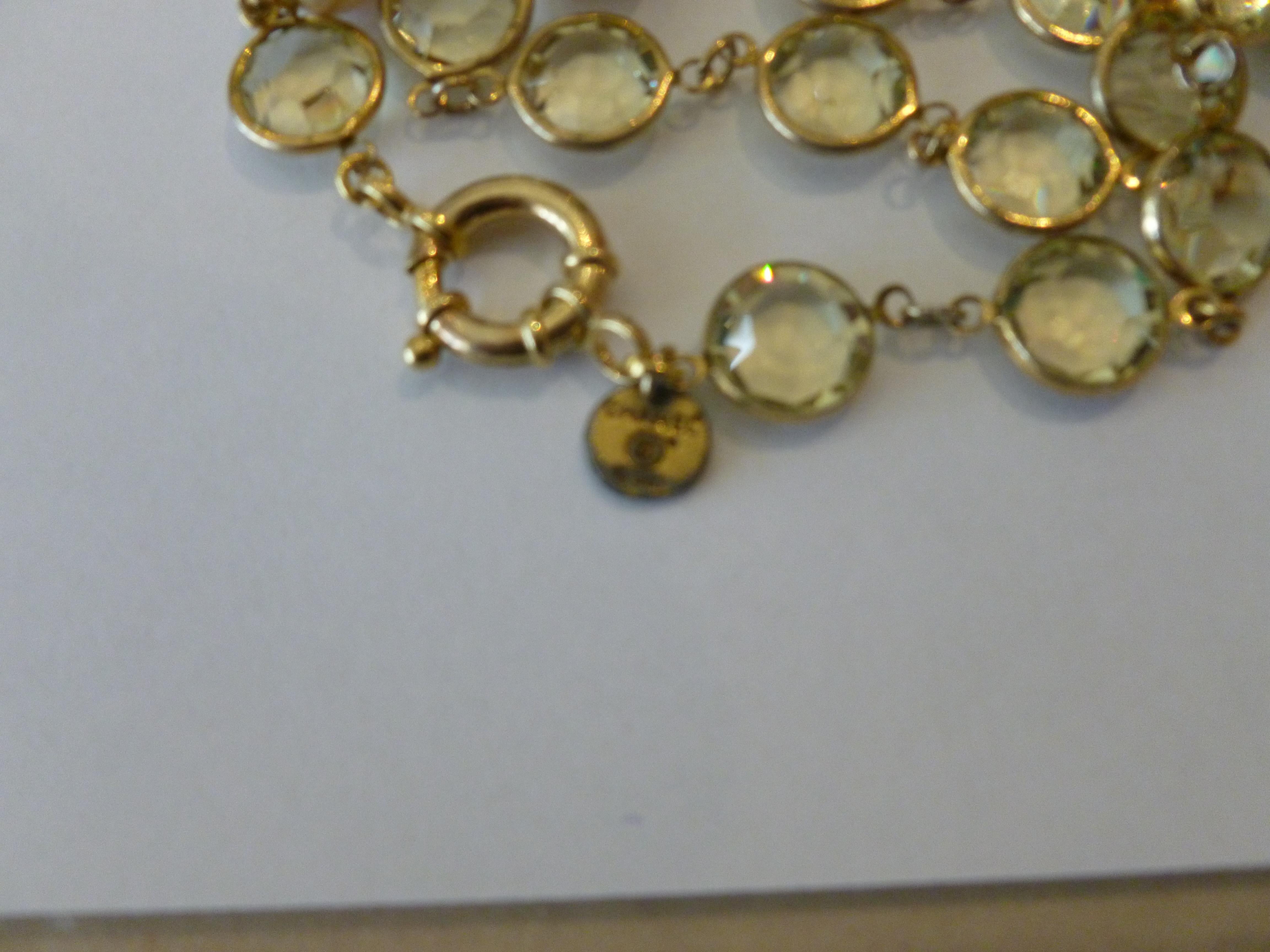Vintage Chanel Chartreuse Beveled Crystals And Faux Pearl Sautoir Wrap Necklace 11