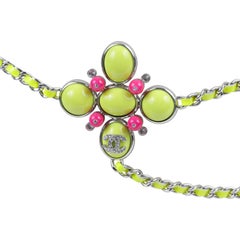 Chanel Chartreuse Green Patent Leather Chain Belt Necklace