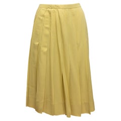 Chanel Chartreuse Pleated Skirt