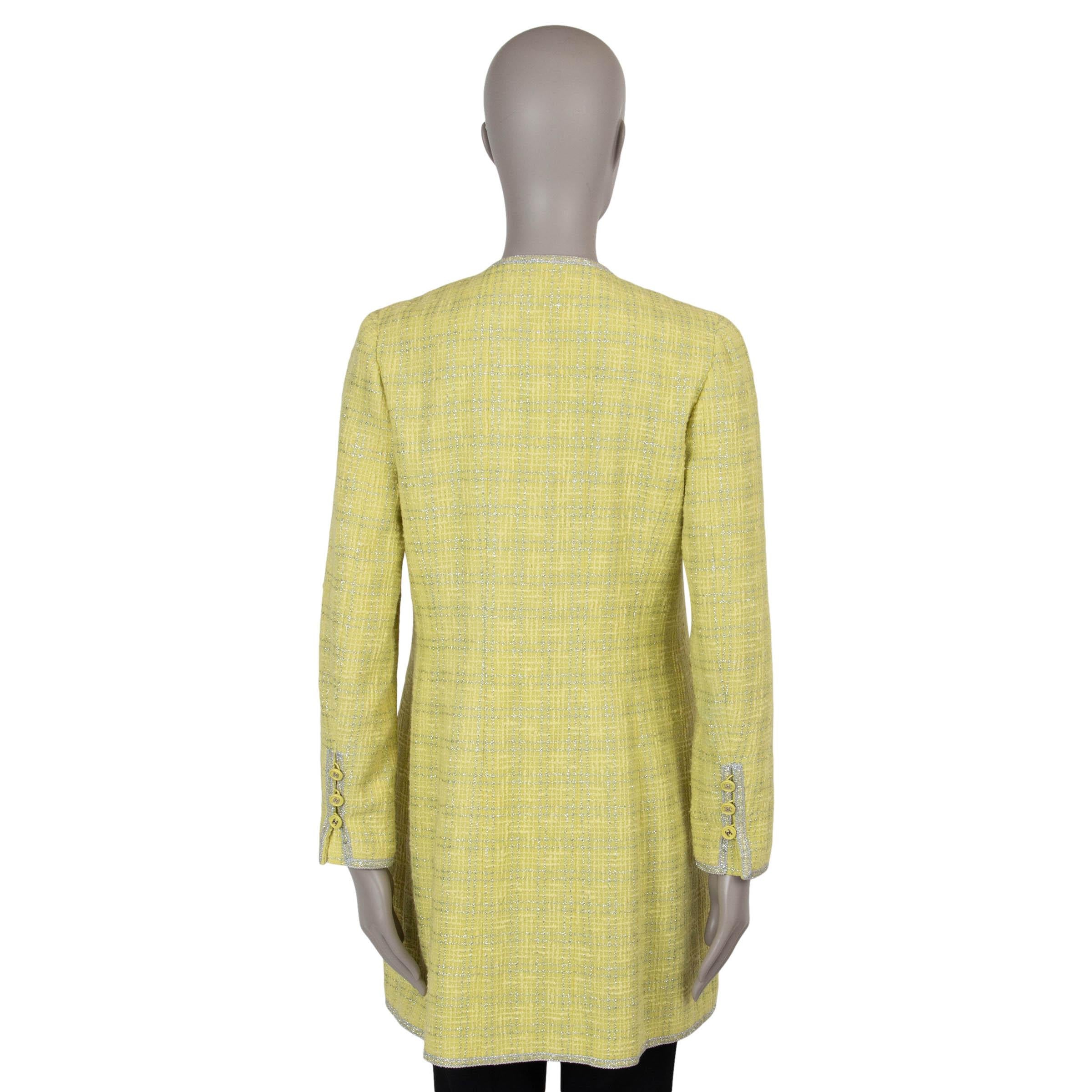 Beige Chanel chartreuse e argento in misto lana 97P LUREX TWEED Cappotto Giacca 40 M. in vendita