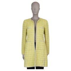 CHANEL chartreuse & silver wool blend 97P LUREX TWEED Coat Jacket 40 M