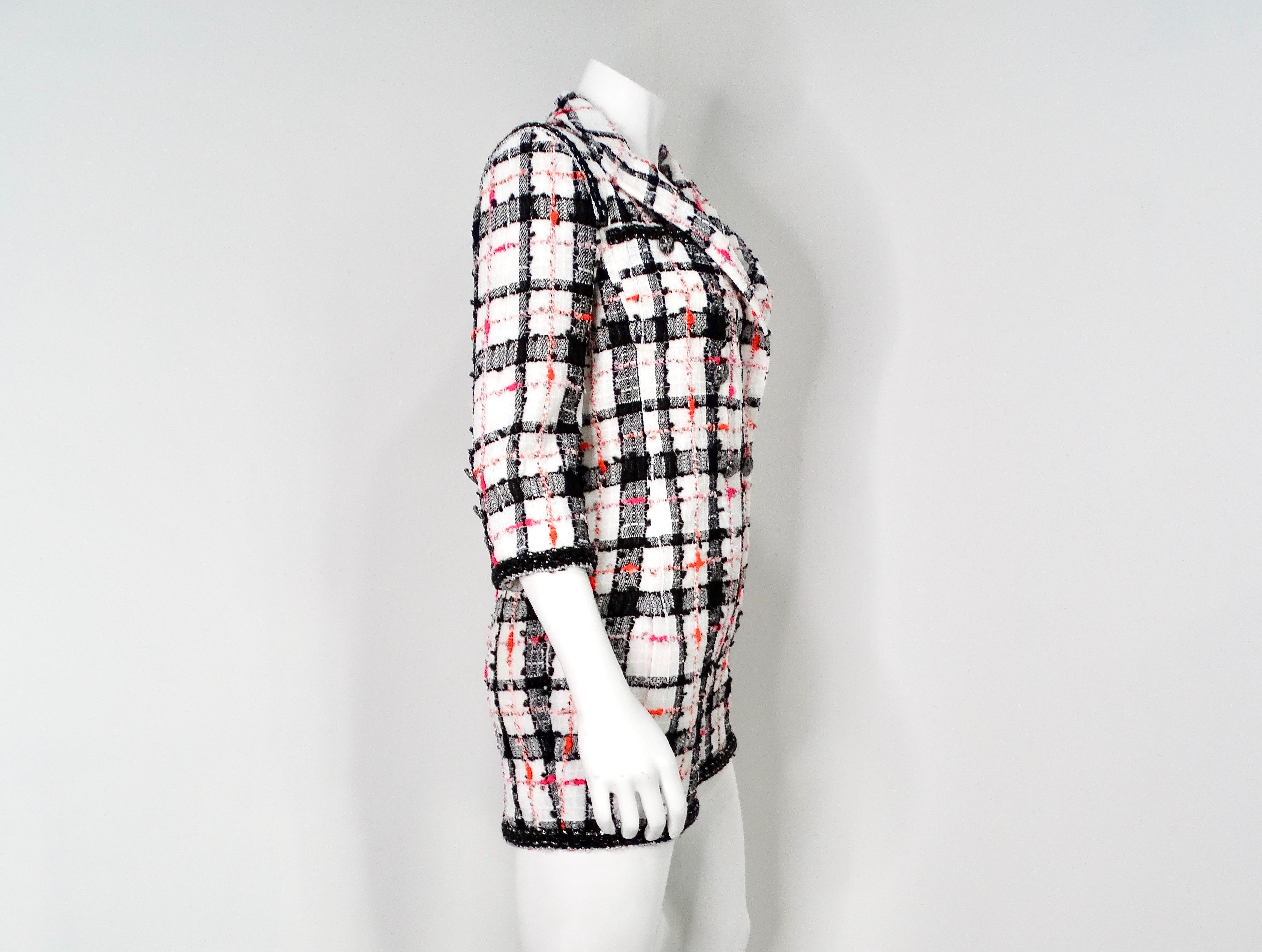 Chanel Giacca doppiopetto a scacchi in bouclè di tweed Tumpsuit 2020 in vendita 5