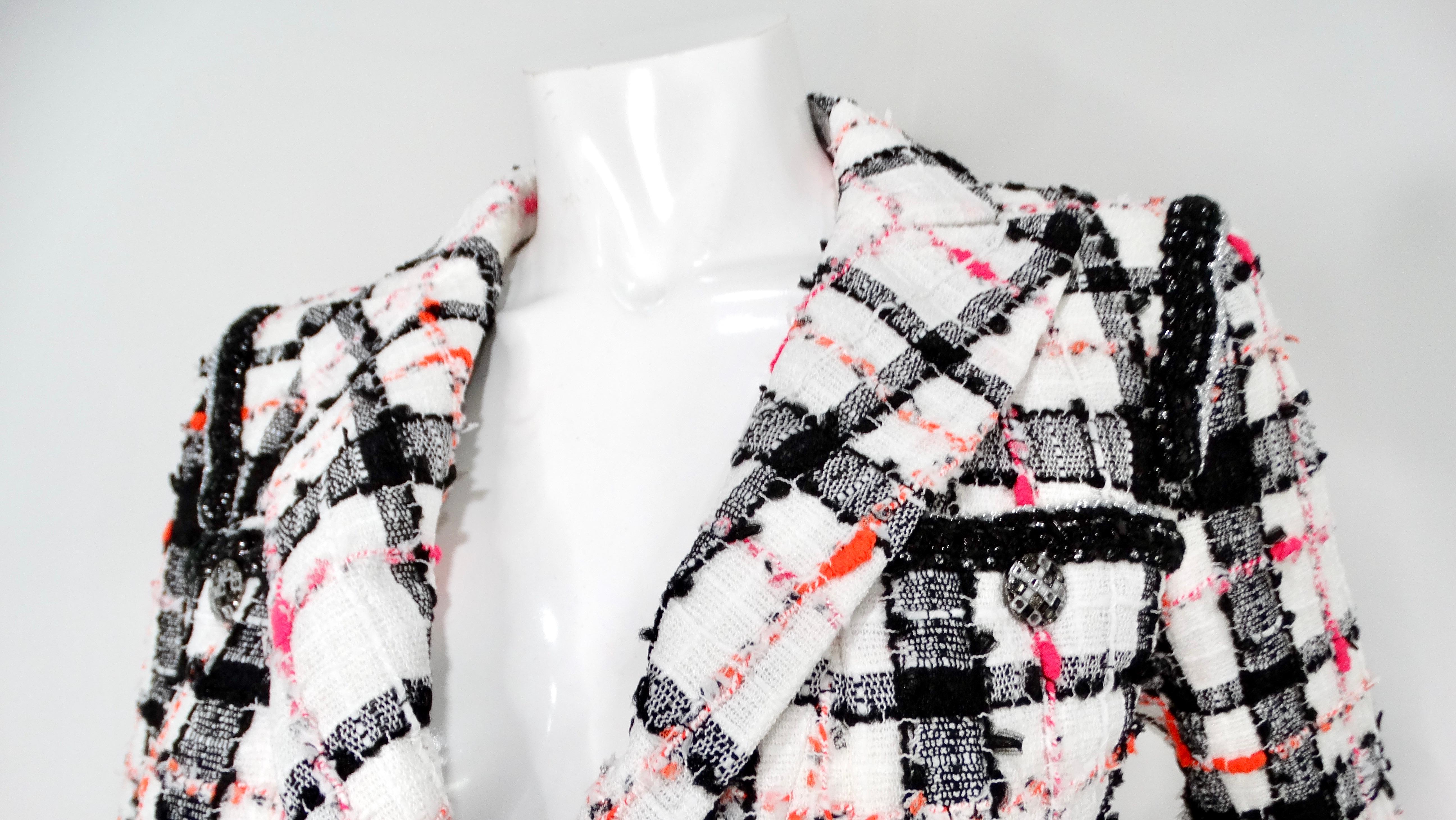 Chanel Giacca doppiopetto a scacchi in bouclè di tweed Tumpsuit 2020 in vendita 1