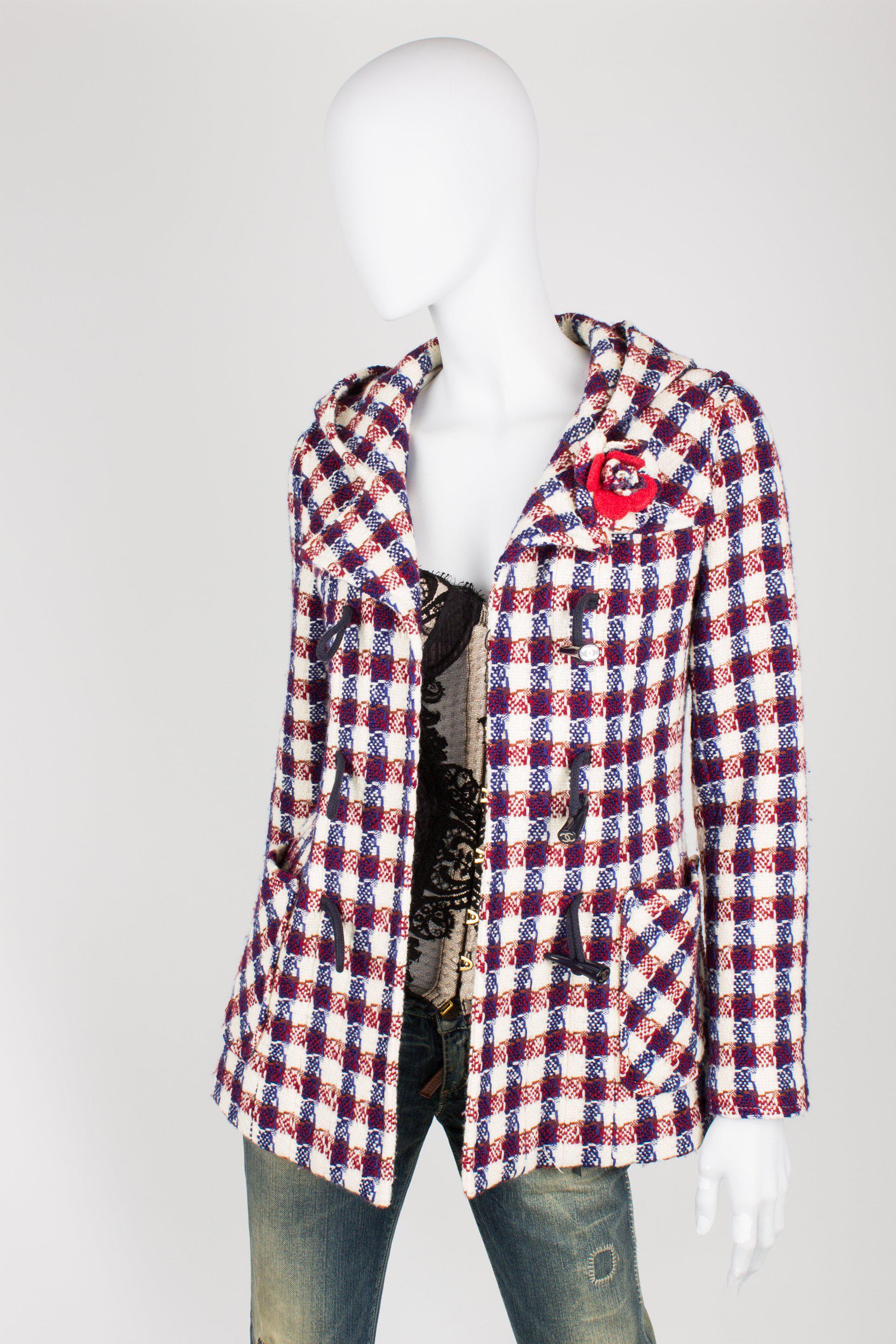 Chanel Checkered Jacket - red/white/blue In Good Condition In Baarn, NL